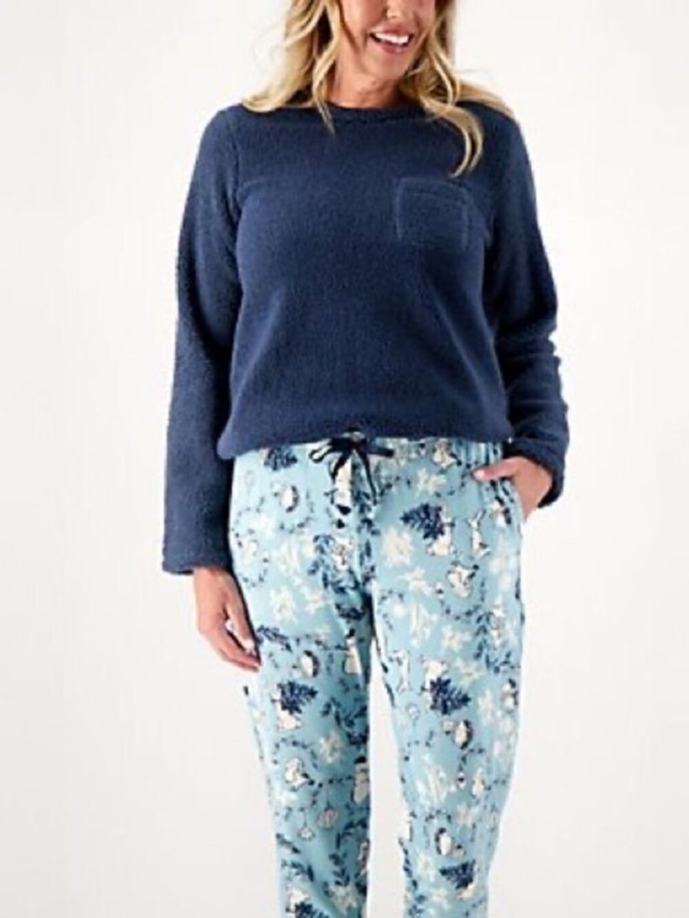 Cuddl Duds Cozy Sherpa and Jersey Pajama Set